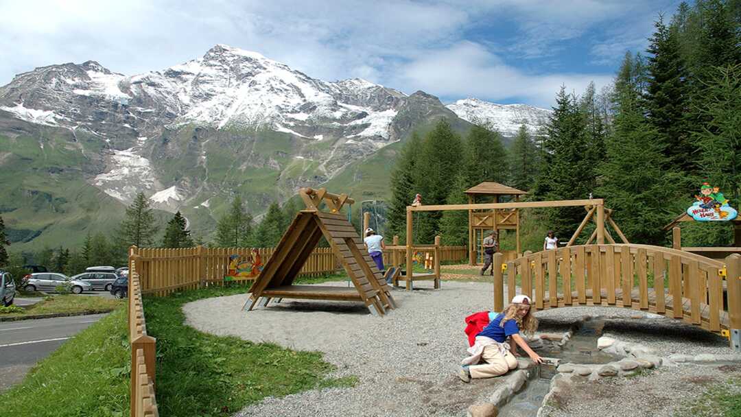 Playground with mountains in the background